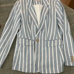 LOFT Blue and White Striped Blazer Classic Design